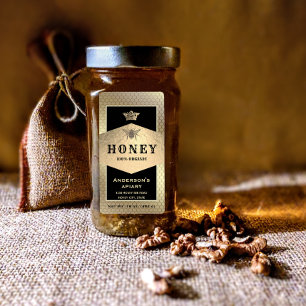 Gold Vintage rustic  queen bee honey jar  label