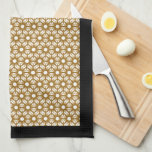 Gold Vintage Starburst Pattern | Black Tea Towel<br><div class="desc">This simple geometric patterned kitchen towel features a simple clean mid-century modern inspired gold starburst pattern. A geometric starburst pattern of sparkly gold and copper stars, trimmed in black. Each starburst features a light golden star overlapping with a larger sparkly copper starburst to create a white circle in the centre,...</div>