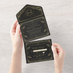 Gold Vintage Tarot Card Gothic Wedding Invitation<br><div class="desc">Elegant and modern wedding design inspired by a tarot card. Design is not real foil. You can customise this further by clicking on the "PERSONALIZE" button. Matching Items in our shop for a complete party theme.</div>