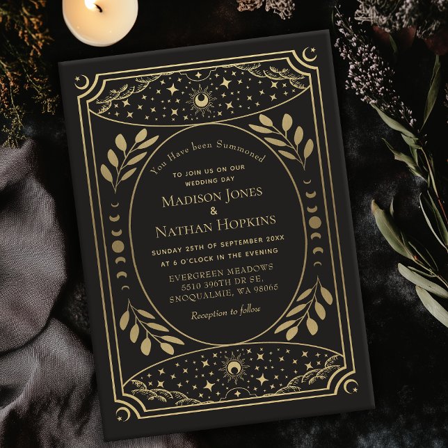Gold Vintage Tarot Card Gothic Wedding Invitation (Creator Uploaded)
