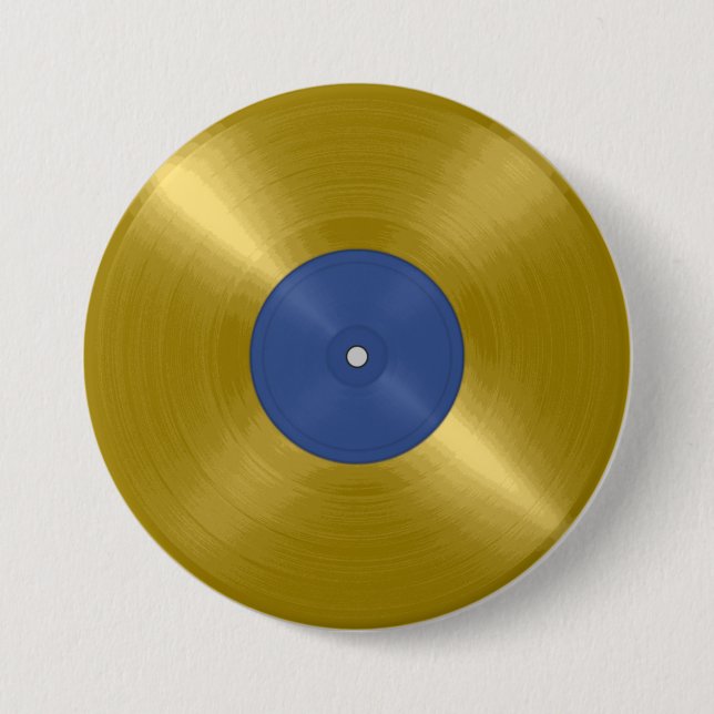 Gold Vinyl Record Album 7.5 Cm Round Badge (Front)