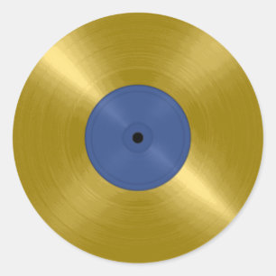 Gold Vinyl Record Album Classic Round Sticker
