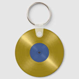 Gold Vinyl Record Album Key Ring