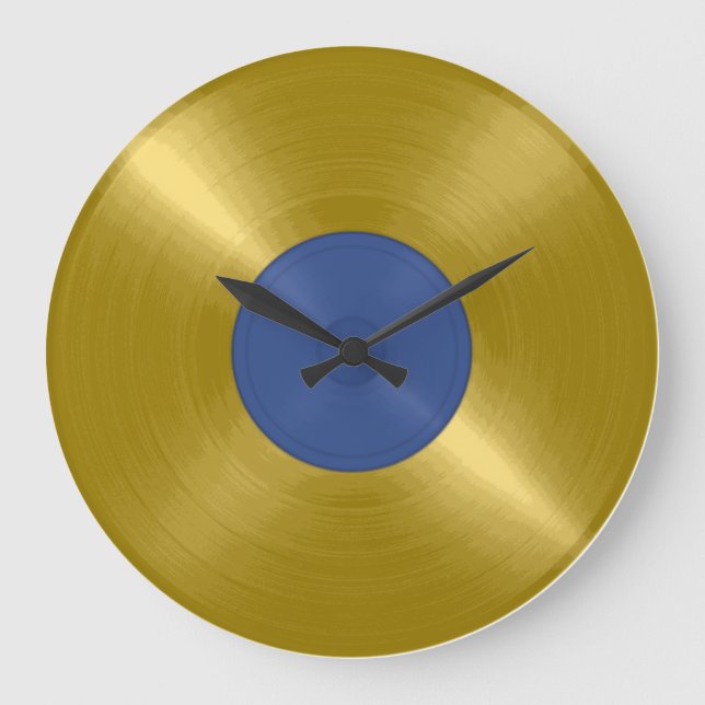 Gold Vinyl Record Album Large Clock (Front)