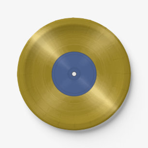 Gold Vinyl Record Album Paper Plate