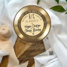 Gold Vinyl Record Arch Acrylic Wedding Invitation