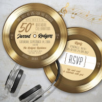 Gold Vinyl Record Retro Music 50th Birthday Party