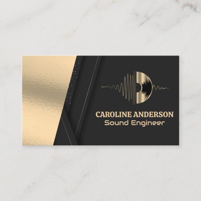 Gold Vinyl Record | Sound Audio Logo Business Card (Front)