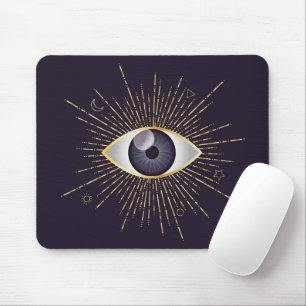 Gold & Violet Mystic Evil Eye Nazar Mati Mouse Mat