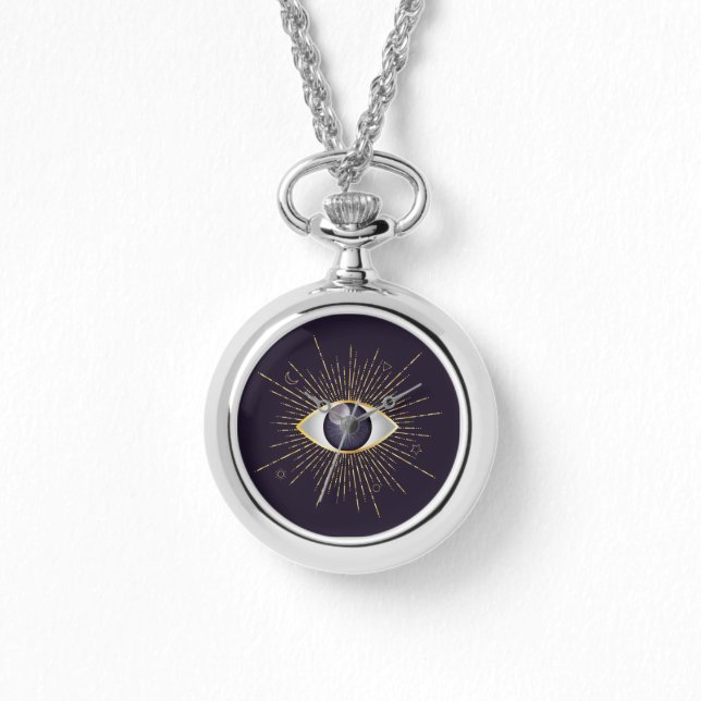 Gold & Violet Mystic Evil Eye Nazar Mati Watch (Front)
