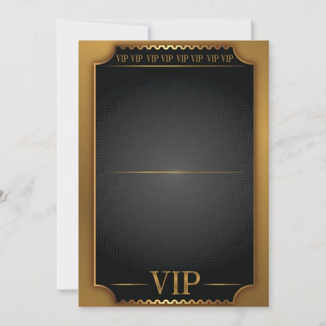 GOLD VIP TICKET PASS Blank Birthday Invitation (Front)