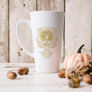 Gold Virgo Astrology Zodiac Sign   Monogram Latte Mug