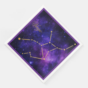 Gold Virgo Constellation on Dark Galaxy   Napkin
