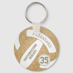 gold volleyball bag tag w player team name key ring