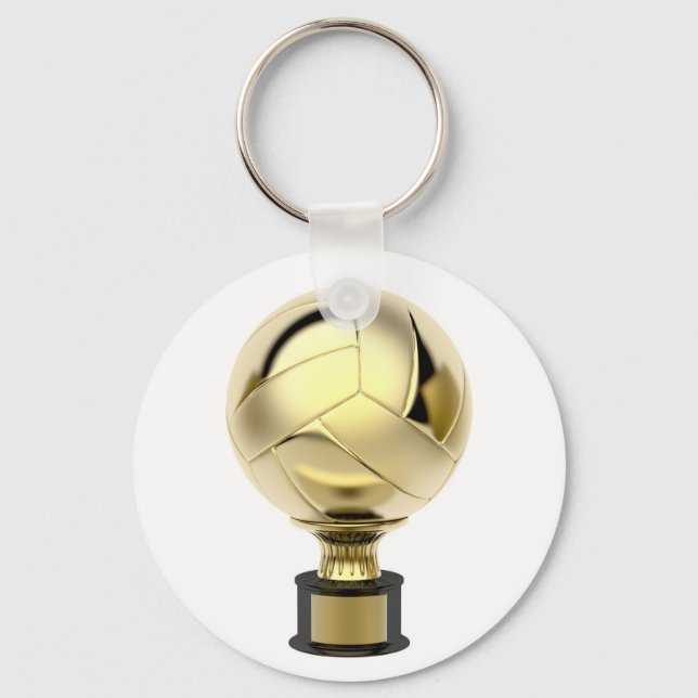 Gold volleyball trophy key ring (Front)