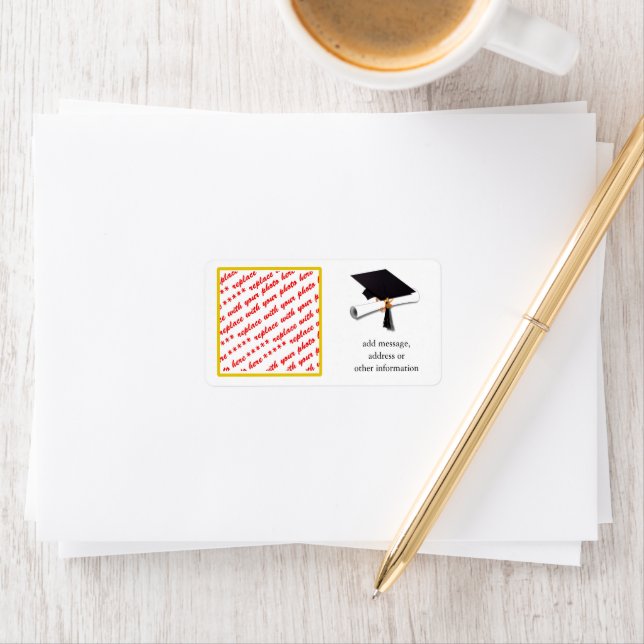Gold w/Black & White Graduation Photo Frame Label (Insitu)