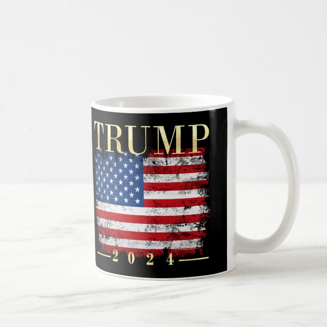 Gold w/Flag Donald Trump for President 2024 Coffee Mug (Right)