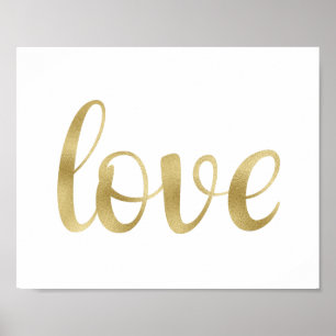 Gold wall art, love, foil font poster