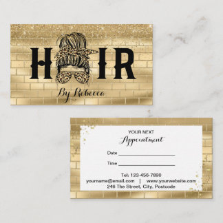 Gold Wall Hair Stylist Appointment Card Messy Bun