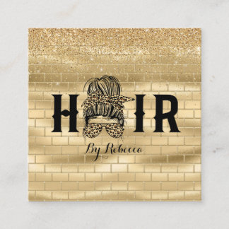 Gold Wall Hair Stylist Appointment Card Messy Bun
