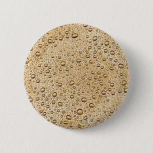 Gold water droplets 6 cm round badge