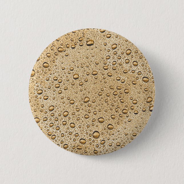 Gold water droplets 6 cm round badge (Front)