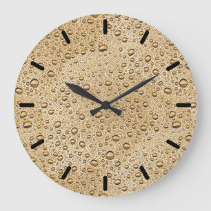Gold water droplets large clock