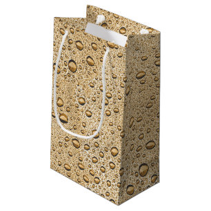 Gold water droplets small gift bag