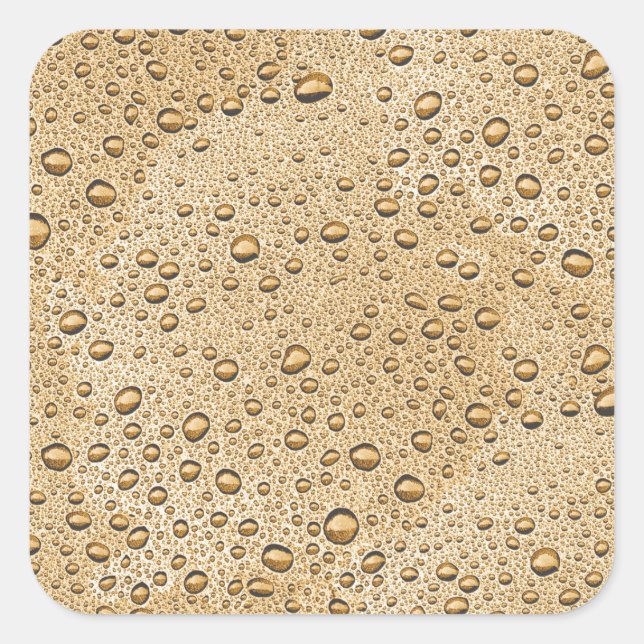 Gold water droplets square sticker (Front)
