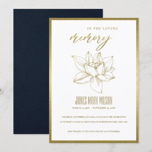 GOLD WATER LILY SYMPATHY MEMORIAL SERVICE INVITE