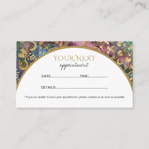 Gold watercolor and nebula mandala appointment card
