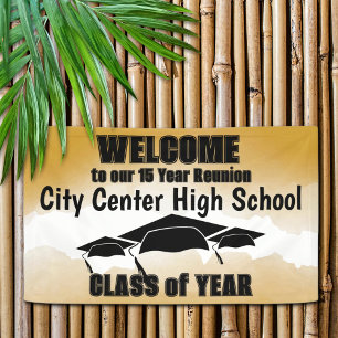 Gold Watercolor Border Class Reunion Welcome  Banner