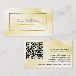 Gold Watercolor Clouds Chic Professional QR Code Business Card