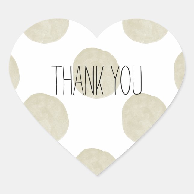 Gold Watercolor Dots Thank you Heart Sticker (Front)