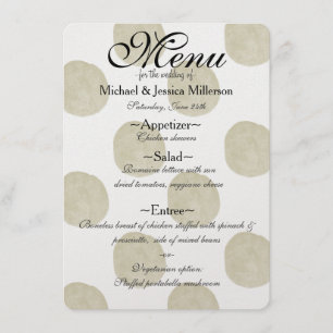 Gold Watercolor Dots Wedding Menu