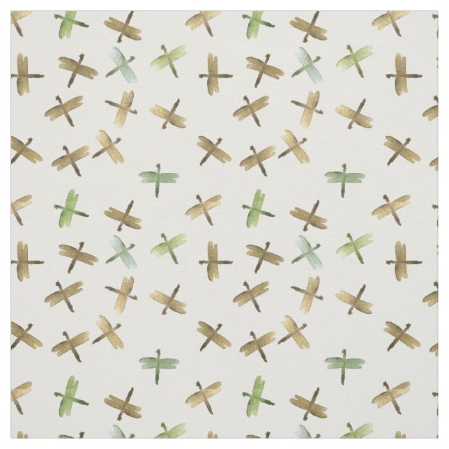 Gold Watercolor Dragonflies Fabric (Swatch)