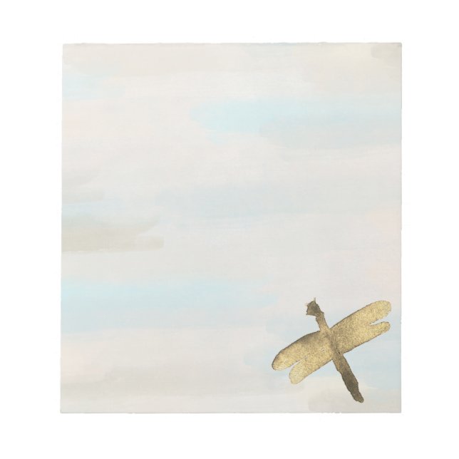 Gold Watercolor Dragonflies Notepad (Front)