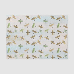 Gold Watercolor Dragonflies Tissue Paper