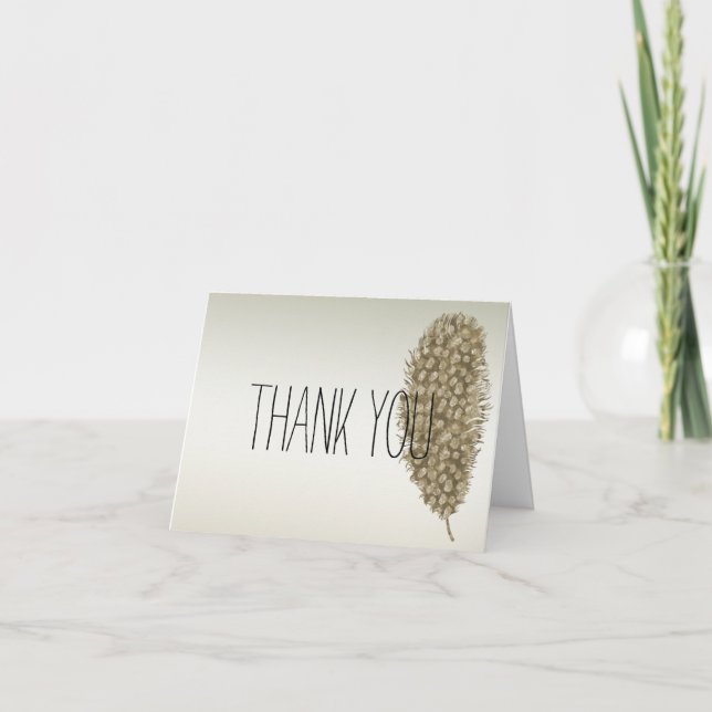 Gold Watercolor Feather Ombre Thank you (Front)