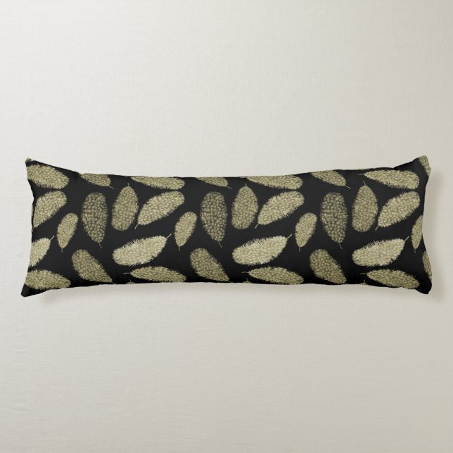 Gold Watercolor Feathers Body Cushion (Front)
