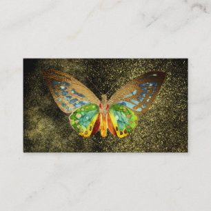*~* Gold Watercolor Gold Glitter Gilded Butterfly Business Card