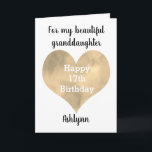 Gold Watercolor Heart 17th Birthday Card<br><div class="desc">A gold watercolor heart 17th birthday card for granddaughter,  niece,  daughter,  etc. This pretty 17th birthday card can be easily personalised on the front of the card with her name. The inside card message can also be edited. This would make a great birthday card keepsake for her seventeenth birthday.</div>