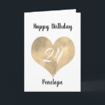 Gold Watercolor Heart 24th Birthday  Card<br><div class="desc">A gold watercolor heart 24th birthday card for granddaughter, daughter, friend, etc. You will be able to easily personalise the front with her name. The inside card message and back of the card can also be personalise. This personalised twenty fourth birthday card for her would make a great birthday keepsake....</div>