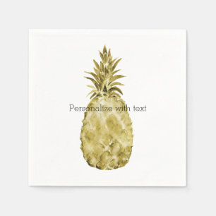Gold Watercolor Pineapple Napkin