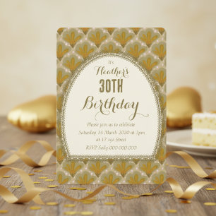Gold Watercolor Quirky Flower Birthday Invitation