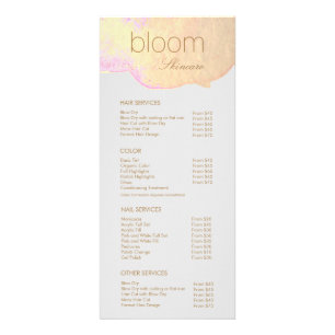 Gold Watercolor Salon Price List Service Menu