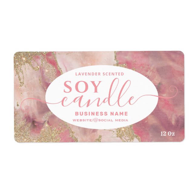 Gold watercolor script soy candle label (Front)