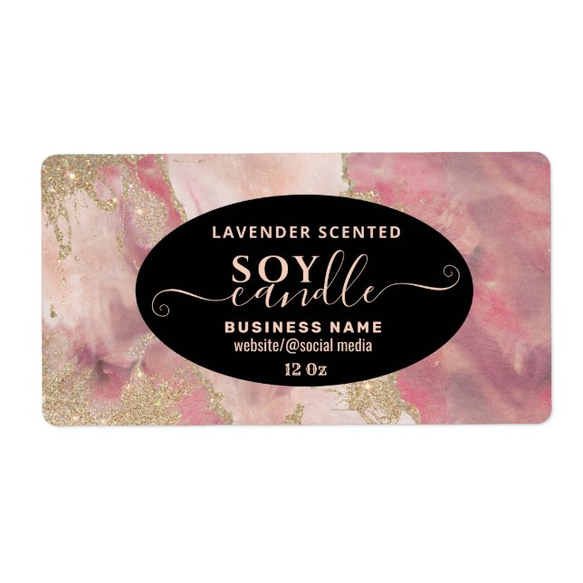 Gold watercolor script soy candle label (Front)