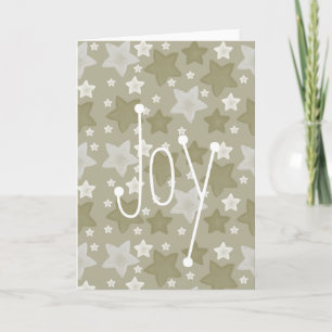 Gold Watercolor Stars Joy Holiday Card