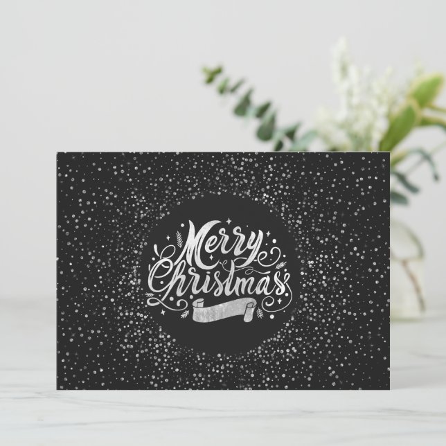 Gold watercolor Trendy Handwritten Holiday Invite (Standing Front)